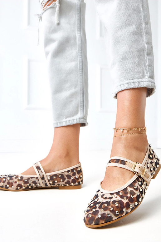 Leopardenmuster Netz-Ballerinas mit... Leopardenmuster Netz-Ballerinas mit...