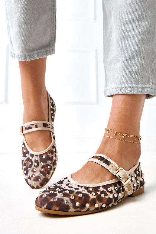 Leopardenmuster Netz-Ballerinas mit... Leopardenmuster Netz-Ballerinas mit...