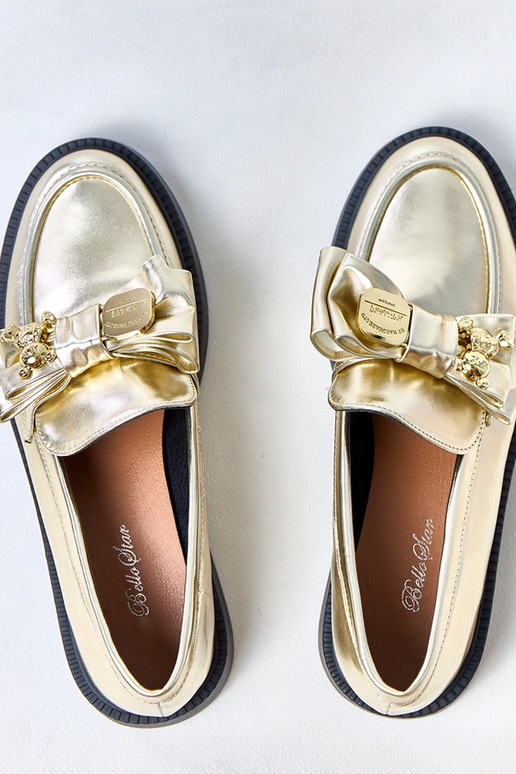 Goldene Mokassins mit Schleife und...