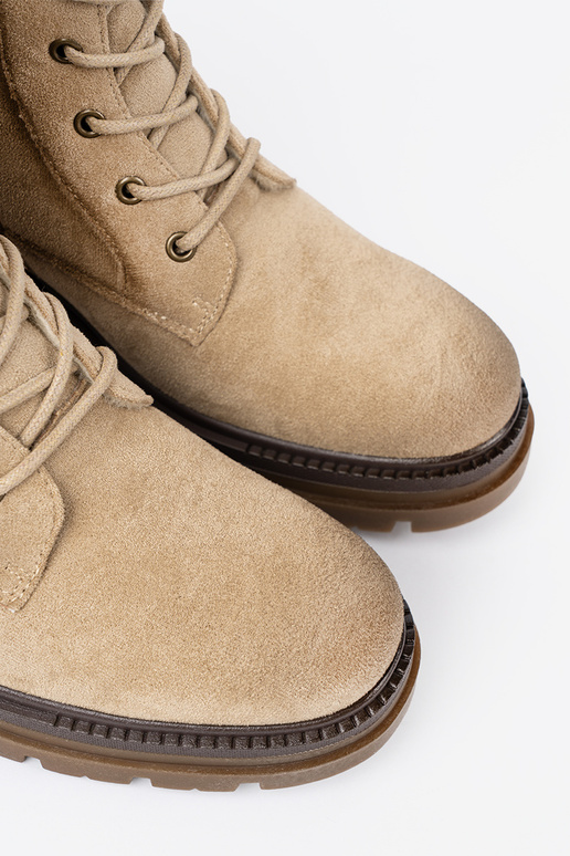 aus INildleder Beige hohe Reitstiefel z solidnym bieżnikiem