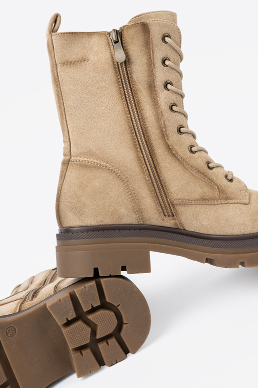 aus INildleder Beige hohe Reitstiefel z solidnym bieżnikiem