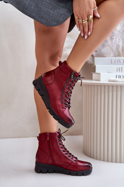 sich Zuarm laufen Damenstiefel mit einer Plattform I Koturnie Burgund Savindria  sich Zuarm laufen Damenstiefel mit einer Plattform I Koturnie Burgund Savindria