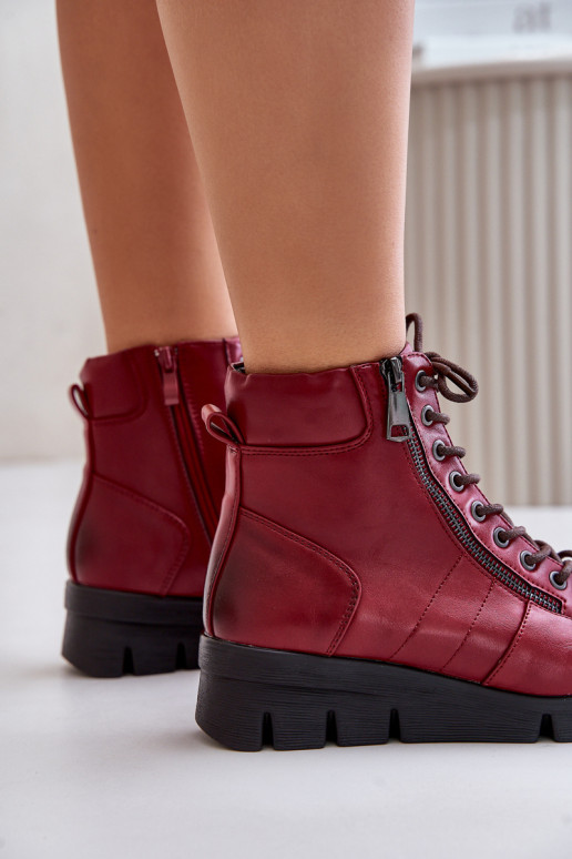 sich Zuarm laufen Damenstiefel mit einer Plattform I Koturnie Burgund Savindria  sich Zuarm laufen Damenstiefel mit einer Plattform I Koturnie Burgund Savindria