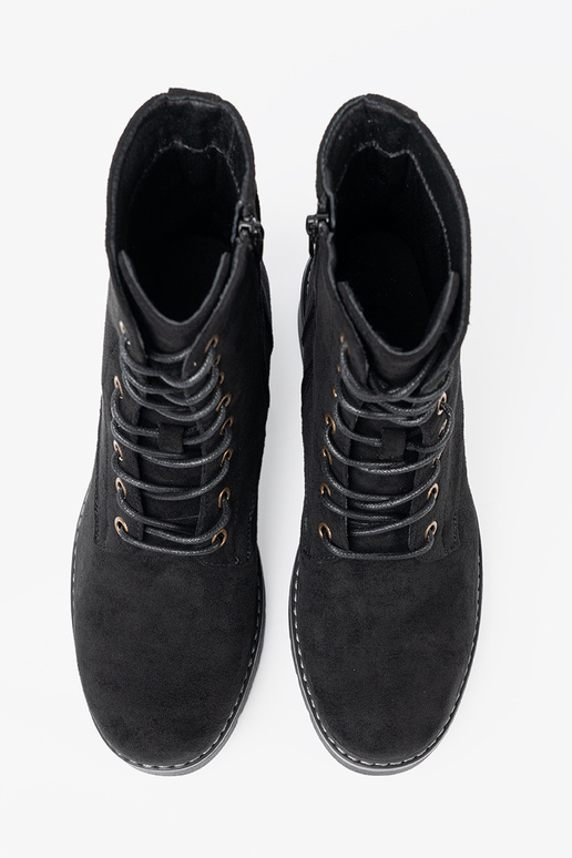 schZuarze Farbe geschnürt hohe Reitstiefel z grubą podeszZuą