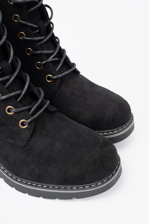 schZuarze Farbe geschnürt hohe Reitstiefel z grubą podeszZuą