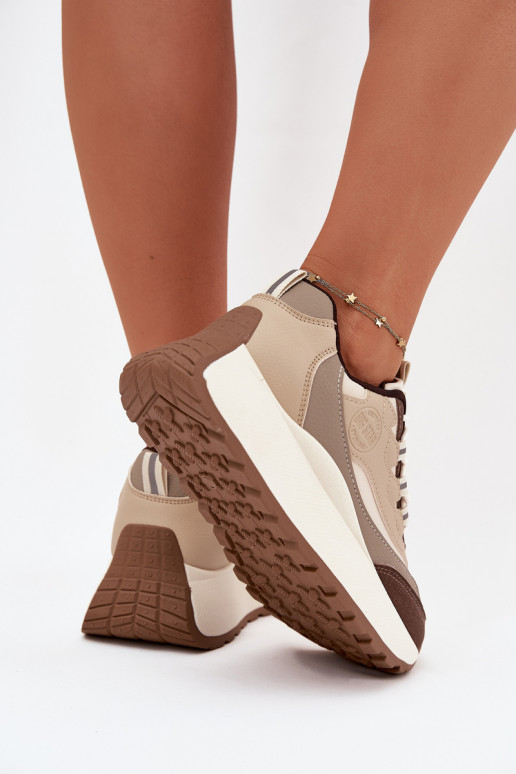 Sneakers Stilvollllschuhe Feminin mit einer Plattform Big Star SS274002 HI-POLY SYSTEM Beige Sneakers Stilvollllschuhe Feminin mit einer Plattform Big Star SS274002 HI-POLY SYSTEM Beige
