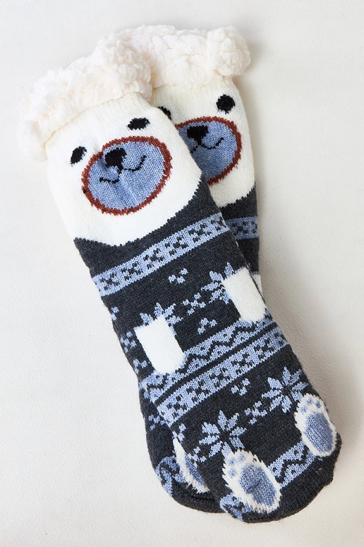 Graphitfarbene Socken mit Fell Lotis Graphitfarbene Socken mit Fell Lotis