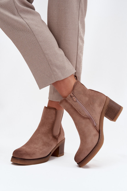 stylische Stiefel Feminin mit Absätzen sich Zuarm laufen Beige Zelia