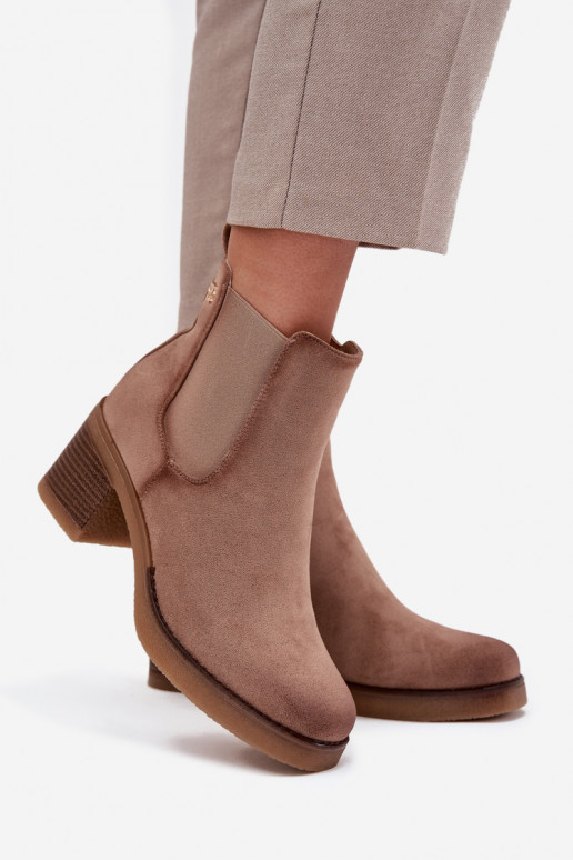 stylische Stiefel Feminin mit Absätzen sich Zuarm laufen Beige Zelia