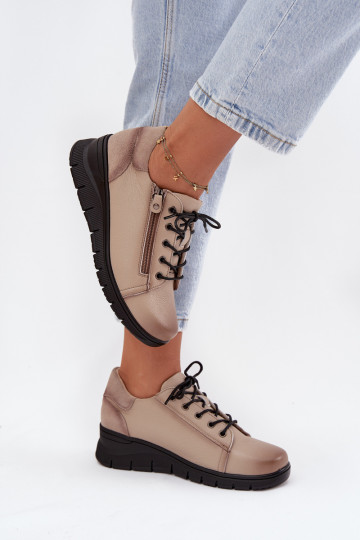 Haut Schuhe Feminin Auf einem Keil Vinceza 39964 Beige