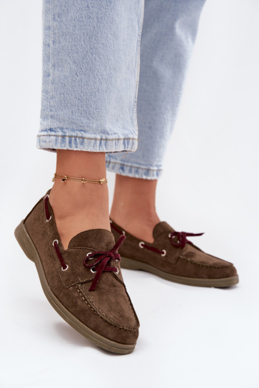 Schuhe Mokassins für Damen mit stilvollen Details Khaki-Farbe-Farbe Calivra Schuhe Mokassins für Damen mit stilvollen Details Khaki-Farbe-Farbe Calivra