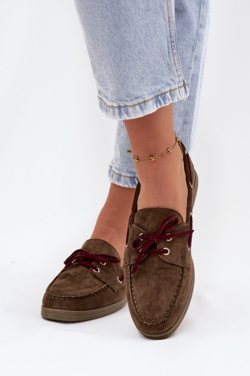 Schuhe Mokassins für Damen mit stilvollen Details Khaki-Farbe-Farbe Calivra Schuhe Mokassins für Damen mit stilvollen Details Khaki-Farbe-Farbe Calivra