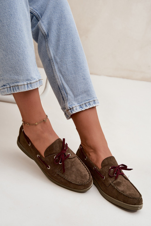 Schuhe Mokassins für Damen mit stilvollen Details Khaki-Farbe-Farbe Calivra Schuhe Mokassins für Damen mit stilvollen Details Khaki-Farbe-Farbe Calivra
