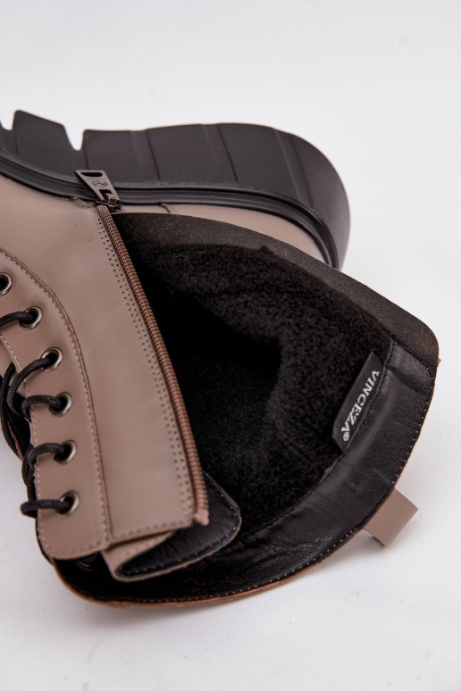 Arbeitsstiefeletten Feminin mit einer Plattform sich Zuarm laufen Vinceza 58588 Beige