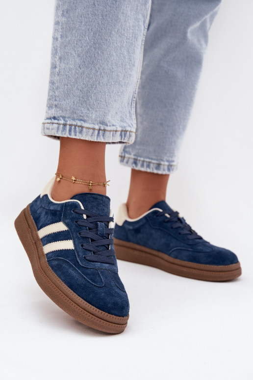Sneakers Stilvollllschuhe Feminin aus INildleder mit einer Plattform Dunkelblau Sylviona Sneakers Stilvollllschuhe Feminin aus INildleder mit einer Plattform Dunkelblau Sylviona