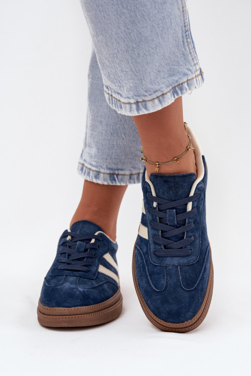 Sneakers Stilvollllschuhe Feminin aus INildleder mit einer Plattform Dunkelblau Sylviona Sneakers Stilvollllschuhe Feminin aus INildleder mit einer Plattform Dunkelblau Sylviona
