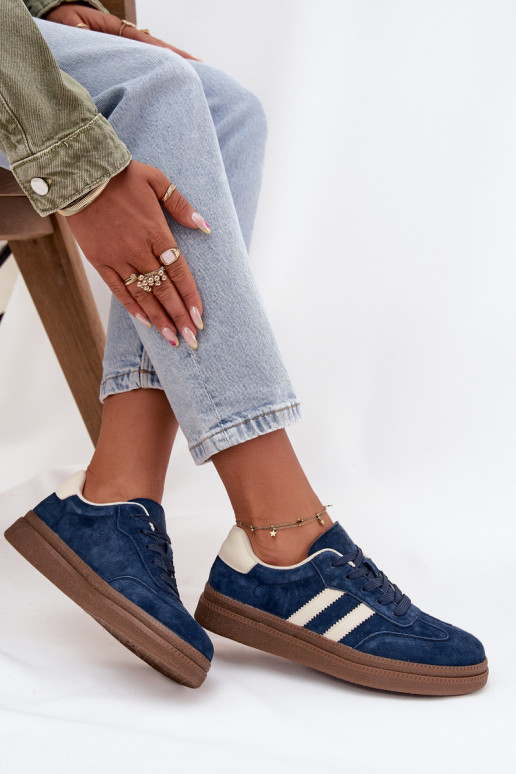 Sneakers Stilvollllschuhe Feminin aus INildleder mit einer Plattform Dunkelblau Sylviona Sneakers Stilvollllschuhe Feminin aus INildleder mit einer Plattform Dunkelblau Sylviona