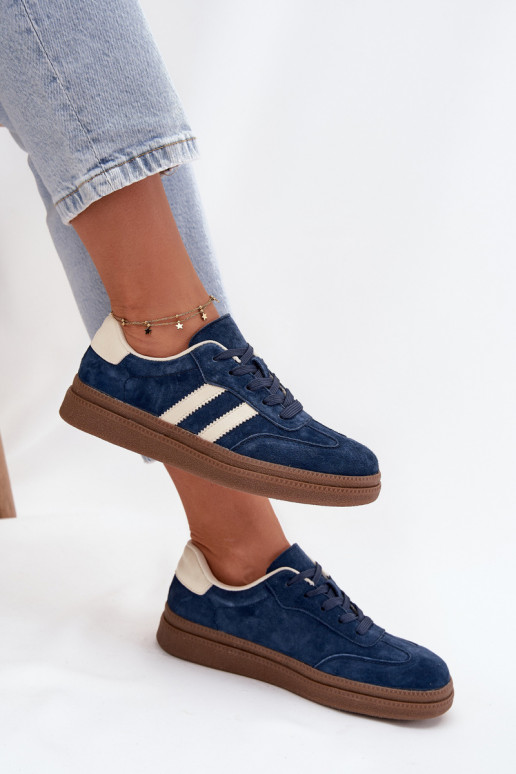 Sneakers Stilvollllschuhe Feminin aus INildleder mit einer Plattform Dunkelblau Sylviona Sneakers Stilvollllschuhe Feminin aus INildleder mit einer Plattform Dunkelblau Sylviona