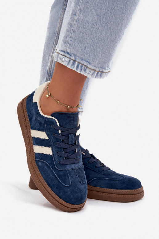 Sneakers Stilvollllschuhe Feminin aus INildleder mit einer Plattform Dunkelblau Sylviona Sneakers Stilvollllschuhe Feminin aus INildleder mit einer Plattform Dunkelblau Sylviona