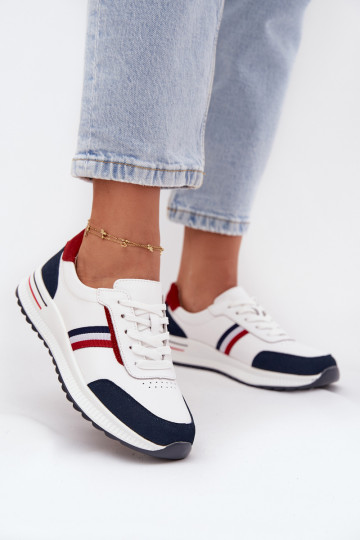 Turnschuhe Haut Feminin INeiß-Dunkelblau Lorvessa 2