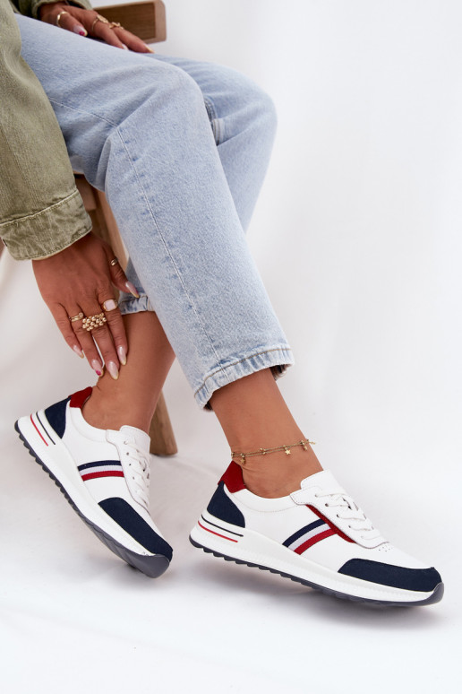 Turnschuhe Haut Feminin INeiß-Dunkelblau Lorvessa