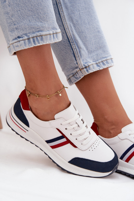 Turnschuhe Haut Feminin INeiß-Dunkelblau Lorvessa