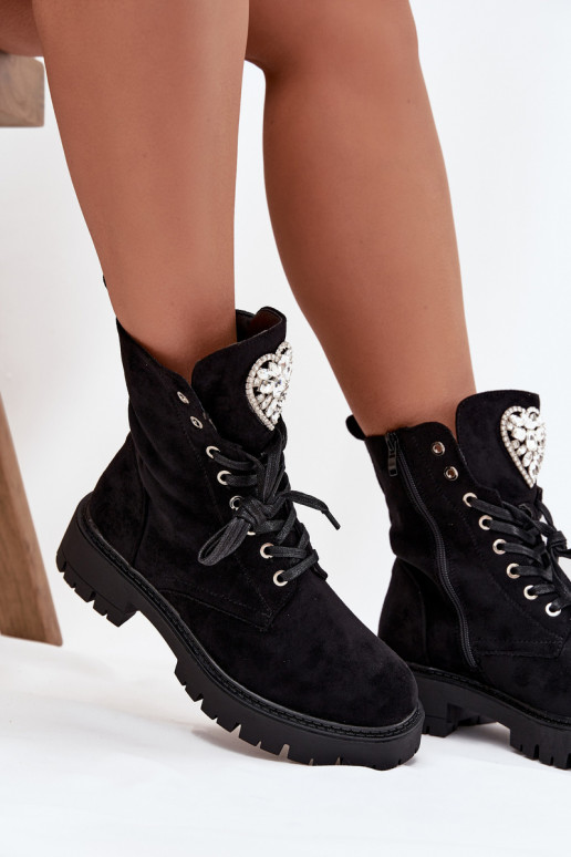 Arbeitsstiefeletten Feminin mit leuchtenden Augen Ermöglicht Języku schZuarze Farbe Rosira