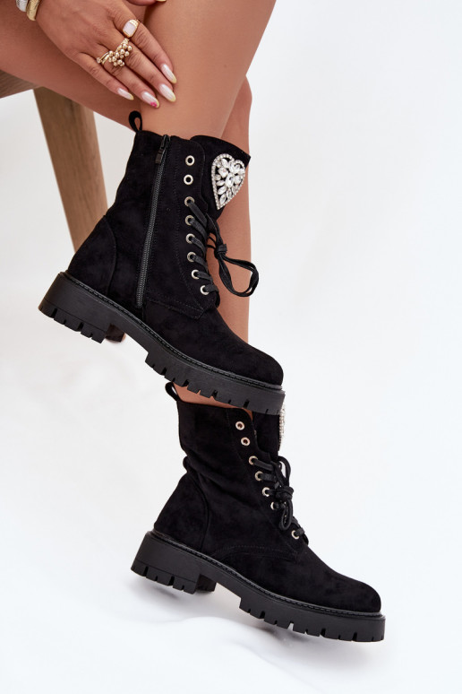 Arbeitsstiefeletten Feminin mit leuchtenden Augen Ermöglicht Języku schZuarze Farbe Rosira