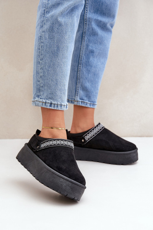 Schneestiefel Mit Dekorationen Haftem schZuarze Farbe Selithria