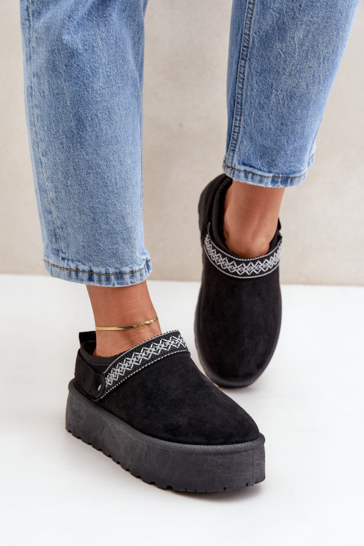 Schneestiefel Mit Dekorationen Haftem schZuarze Farbe Selithria