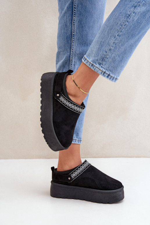 Schneestiefel Mit Dekorationen Haftem schZuarze Farbe Selithria