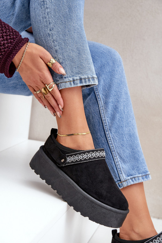 Schneestiefel Mit Dekorationen Haftem schZuarze Farbe Selithria