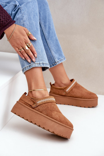 Schneestiefel Mit Dekorationen Haftem braune Farbe Selithria