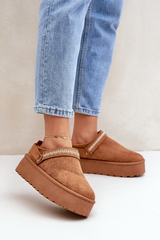 Schneestiefel Mit Dekorationen Haftem braune Farbe Selithria