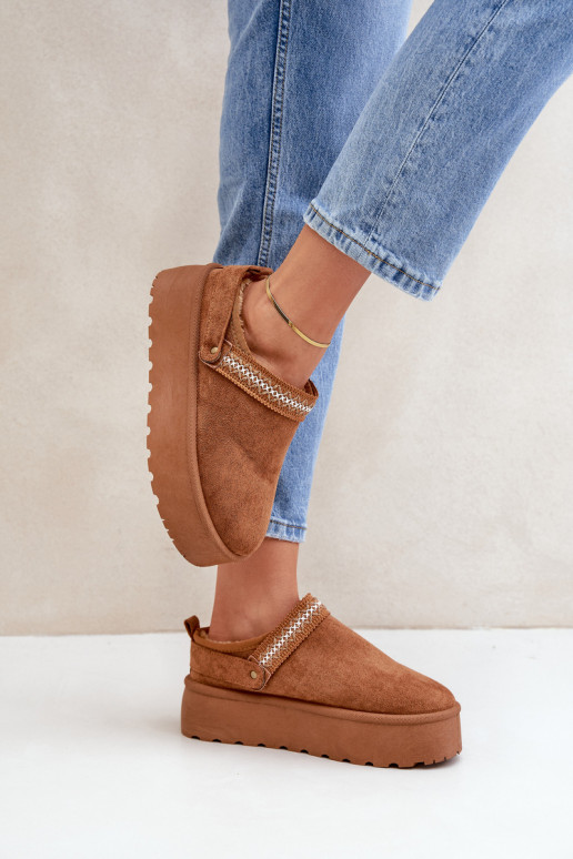 Schneestiefel Mit Dekorationen Haftem braune Farbe Selithria