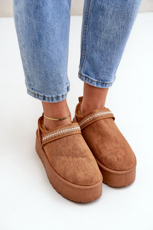 Schneestiefel Mit Dekorationen Haftem braune Farbe Selithria