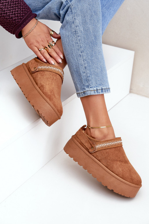 Schneestiefel Mit Dekorationen Haftem braune Farbe Selithria