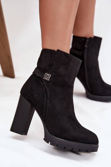 sich Zuarm laufen Damenstiefel mit verzierten Absätzen schZuarze Farbe Zayna