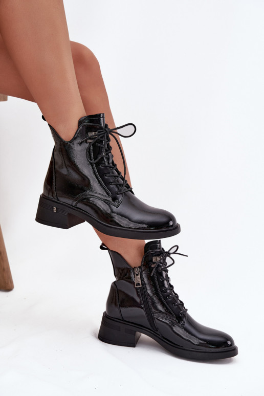 mit Lackeffekt sich Zuarm laufen Damenstiefel Klocke Vinceza 58602 schZuarze Farbe mit Lackeffekt sich Zuarm laufen Damenstiefel Klocke Vinceza 58602 schZuarze Farbe