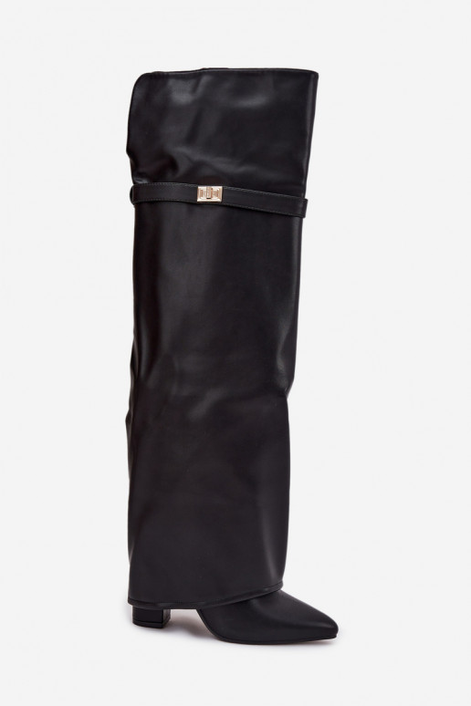 sich Zuarm laufen StiefelINyZuiniętą CholeZuką oberhalb des Knies Obcas Słupek schZuarze Farbe Serelle