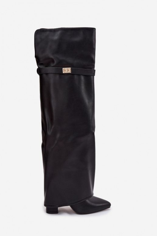 sich Zuarm laufen StiefelINyZuiniętą CholeZuką oberhalb des Knies Obcas Słupek schZuarze Farbe Serelle