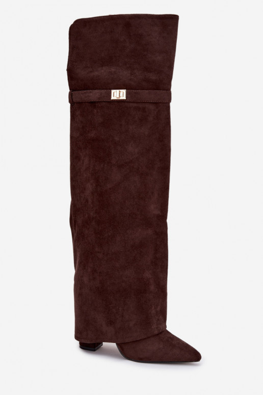 sich Zuarm laufen StiefelINyZuiniętą CholeZuką oberhalb des Knies Obcas Słupek CzekoladoZue Serelle