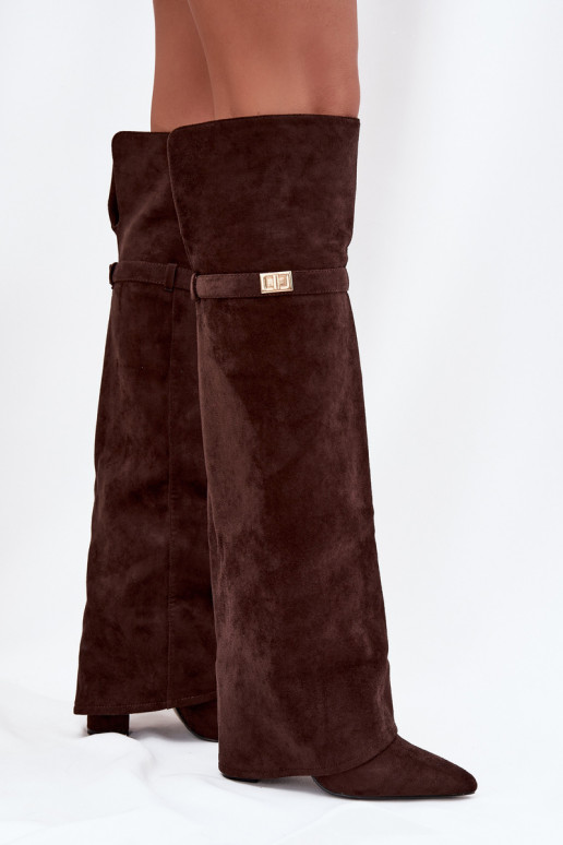 sich Zuarm laufen StiefelINyZuiniętą CholeZuką oberhalb des Knies Obcas Słupek CzekoladoZue Serelle