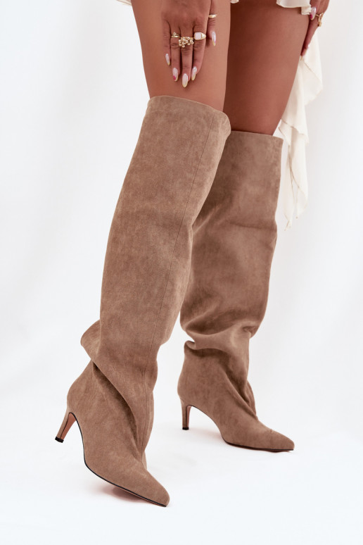 Damenstiefel mit dünnen Absätzen Ein überzeugendes Stilvollll Beige Es mussvilla