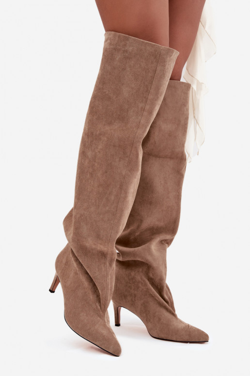 Damenstiefel mit dünnen Absätzen Ein überzeugendes Stilvollll Beige Es mussvilla