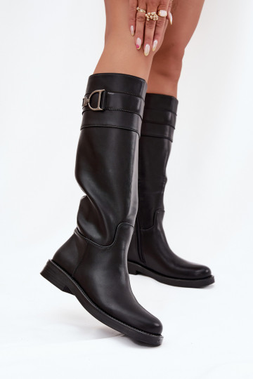 Damenstiefel mit breiten Absätzen Mit Dekorationen Detalem schZuarze Farbe Arvessa 2