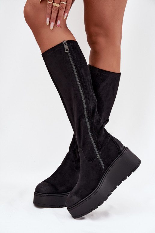 Damenstiefel Gegen die Straße mit einer Plattform I Koturnie Vinceza 58342 schZuarze Farbe Damenstiefel Gegen die Straße mit einer Plattform I Koturnie Vinceza 58342 schZuarze Farbe