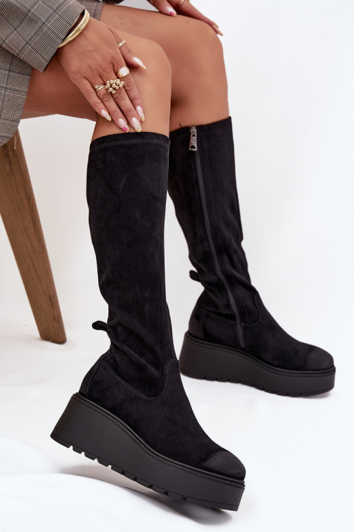 Damenstiefel Gegen die Straße mit einer Plattform I Koturnie Vinceza 58342 schZuarze Farbe Damenstiefel Gegen die Straße mit einer Plattform I Koturnie Vinceza 58342 schZuarze Farbe