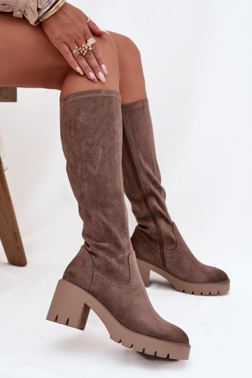 Stiefel Gegen die Straße aus Öko-INildlederoZue mit Absätzen Vinceza 58332 Beige