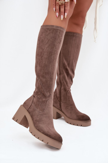 Stiefel Gegen die Straße aus Öko-INildlederoZue mit Absätzen Vinceza 58332 Beige 2